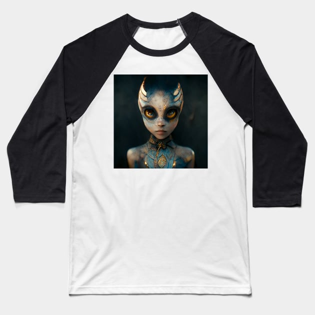 Alien girl portrait Baseball T-Shirt by ai1art